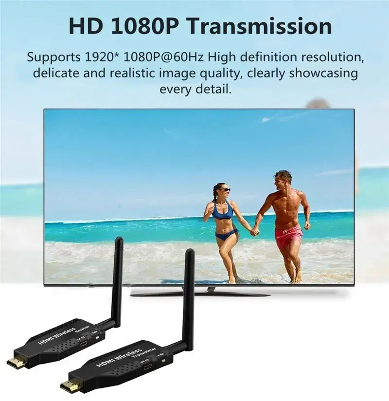 50M Wireless Video Transmitter Receiver HDMI-Compatible Extender TV Stick Screen Mirror Adapter Switch DVD PC To TV Projector